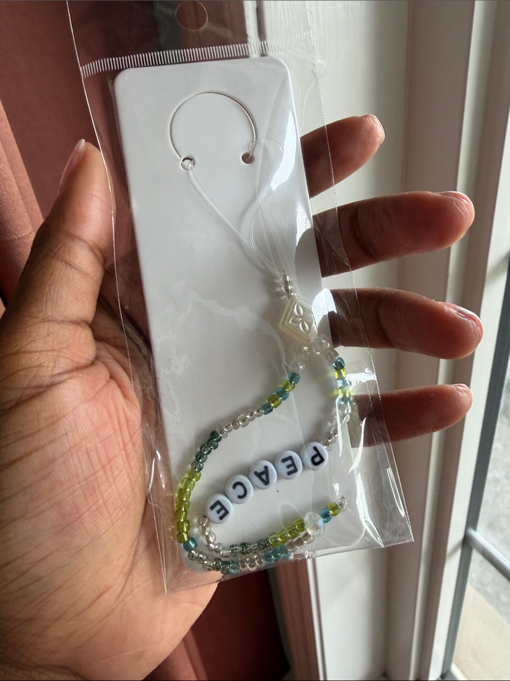“Peace” Phone Charm Lanyard - cell phone wristlet bracelet strap